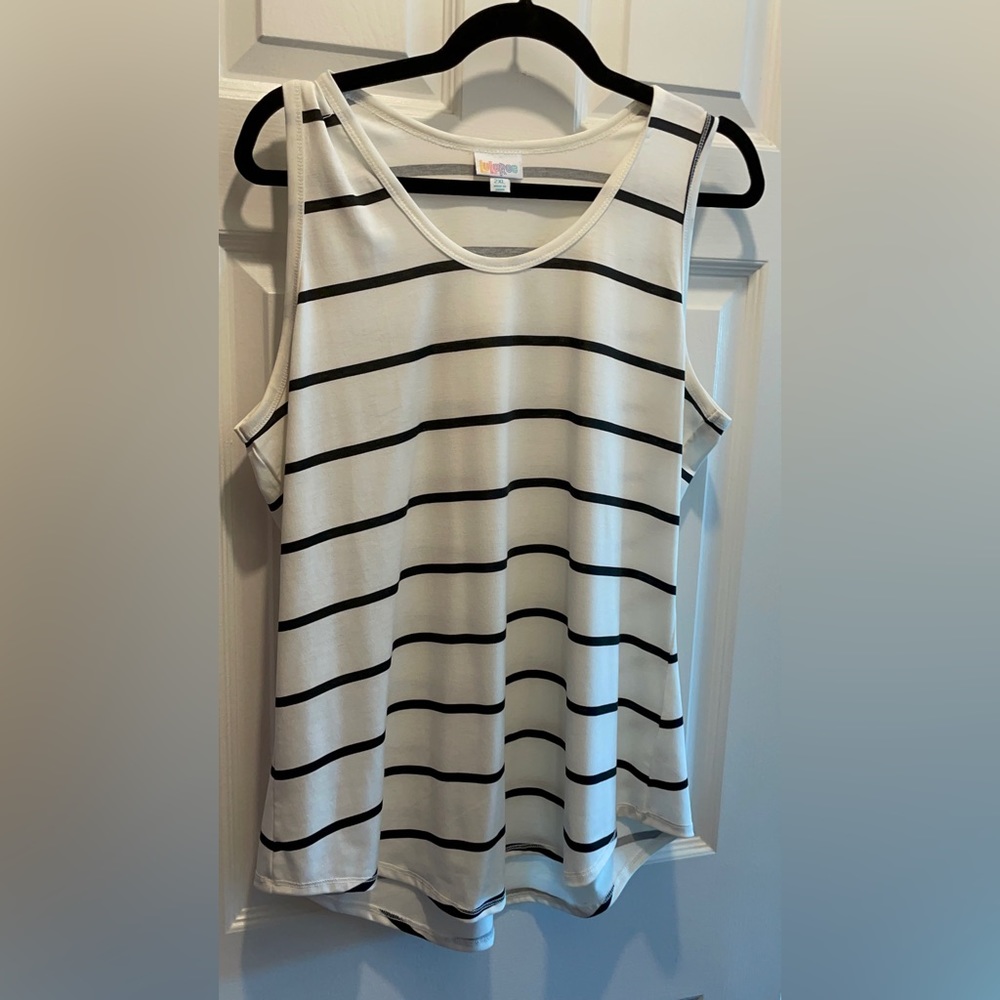 Lularoe black and white striped Tank